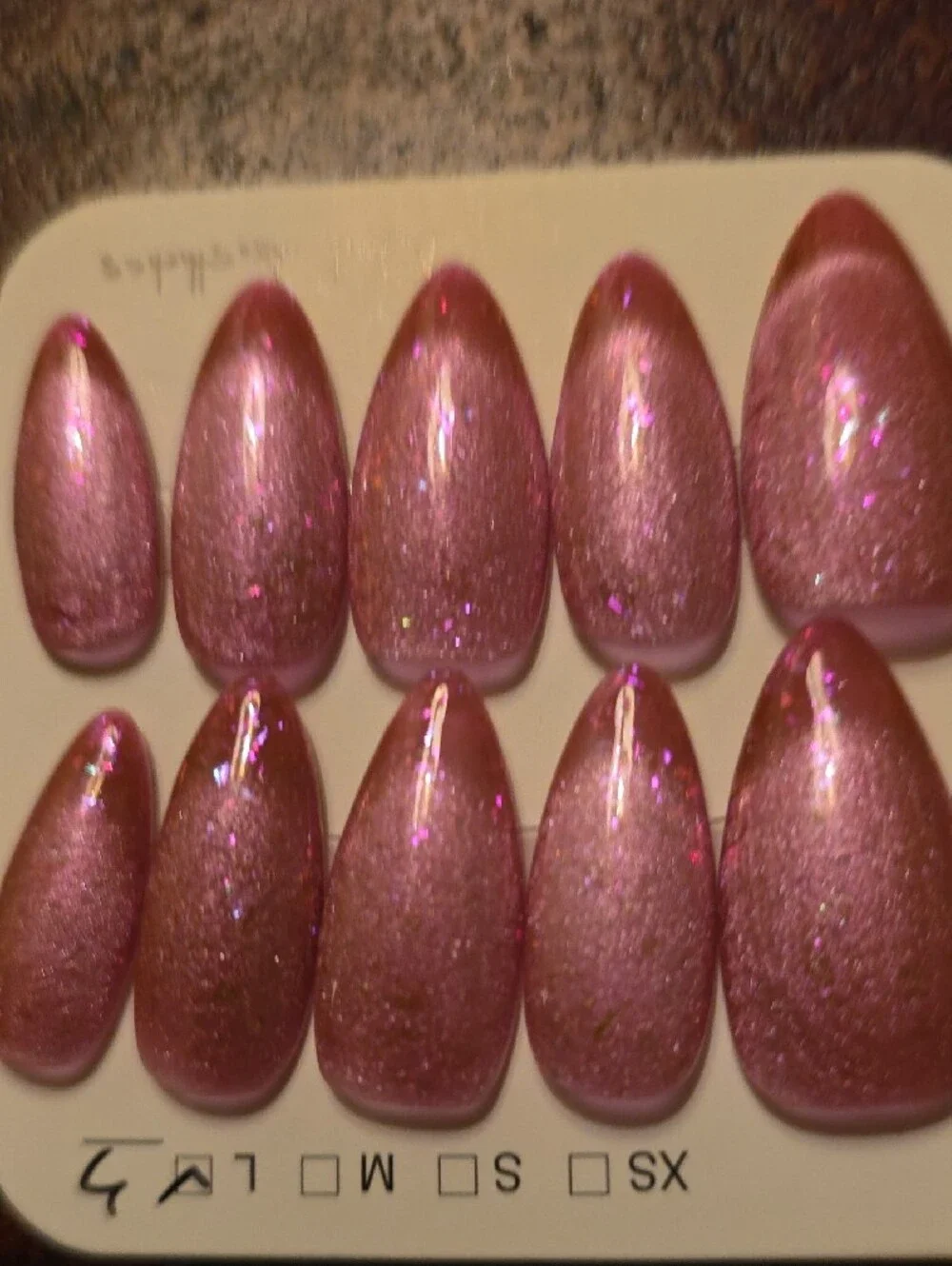 Pink Sparkle Press-On Nails Size Large